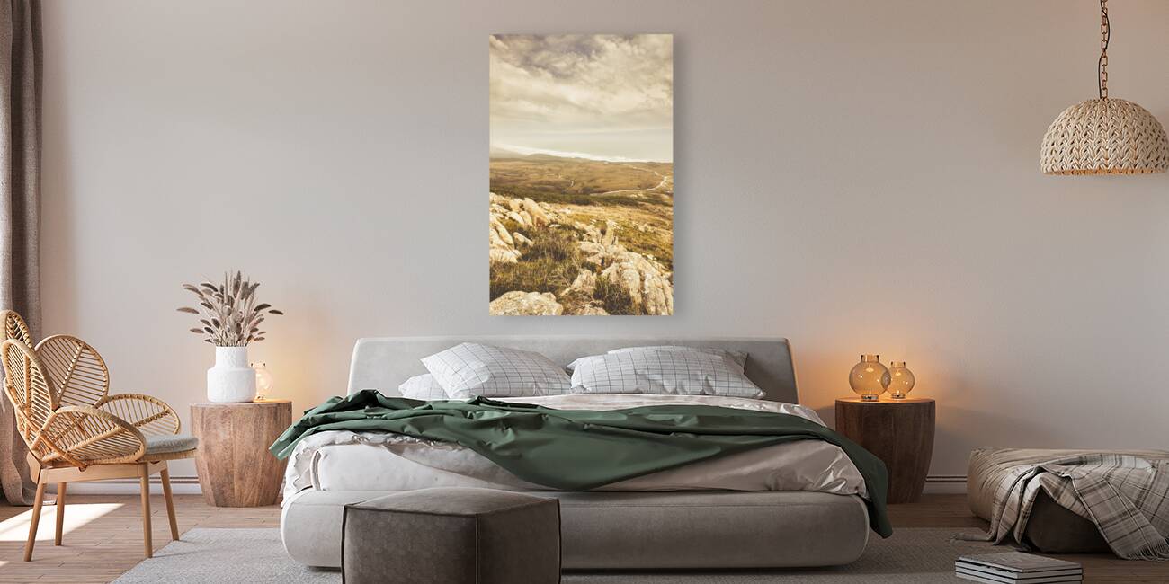 Muted mountain views Reproduction