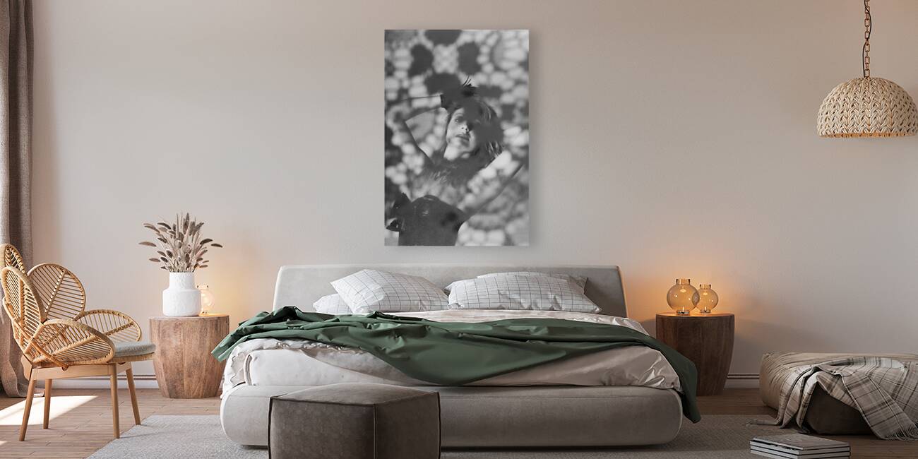 Dark black and white fashion art woman Reproduction