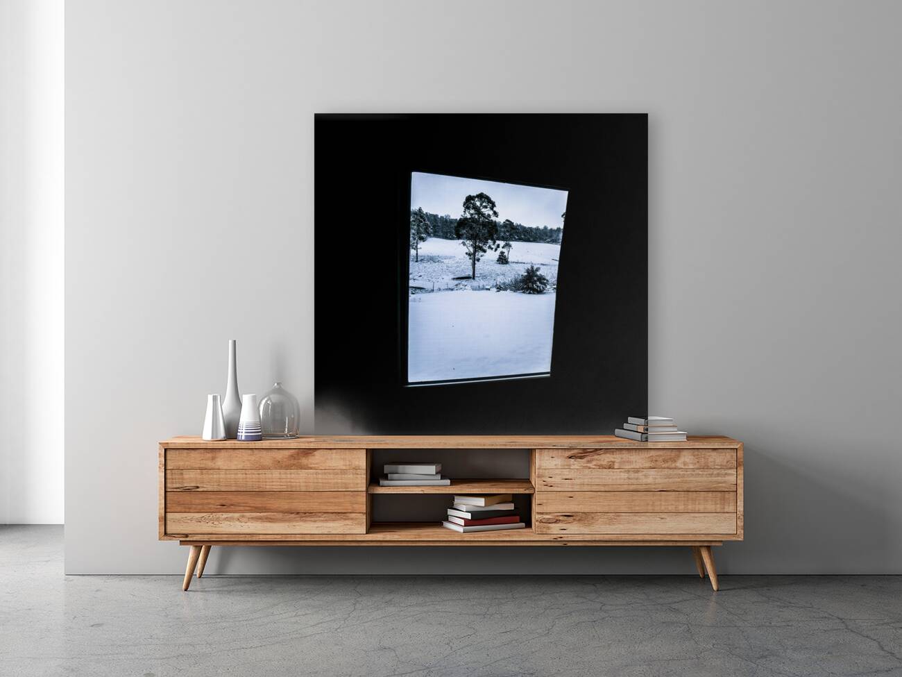 Black and blue snow landscape Reproduction