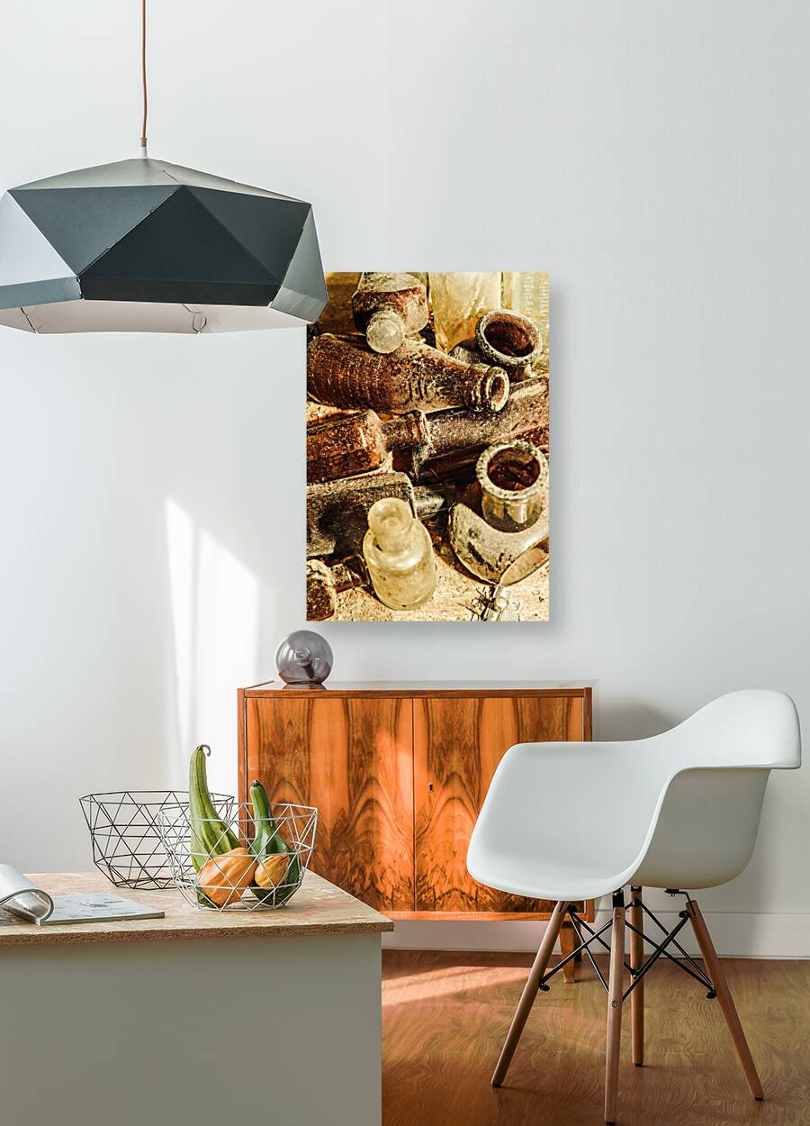 Dust covered medicine bottles Reproduction