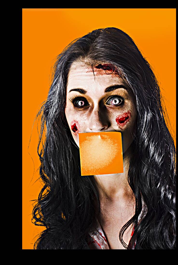 Zombie woman crying for help Reproduction