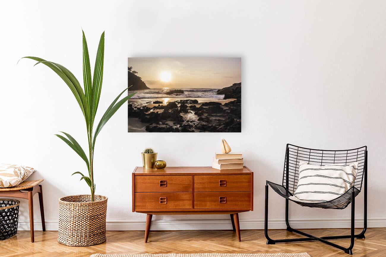 Sunlit stony seashore Reproduction