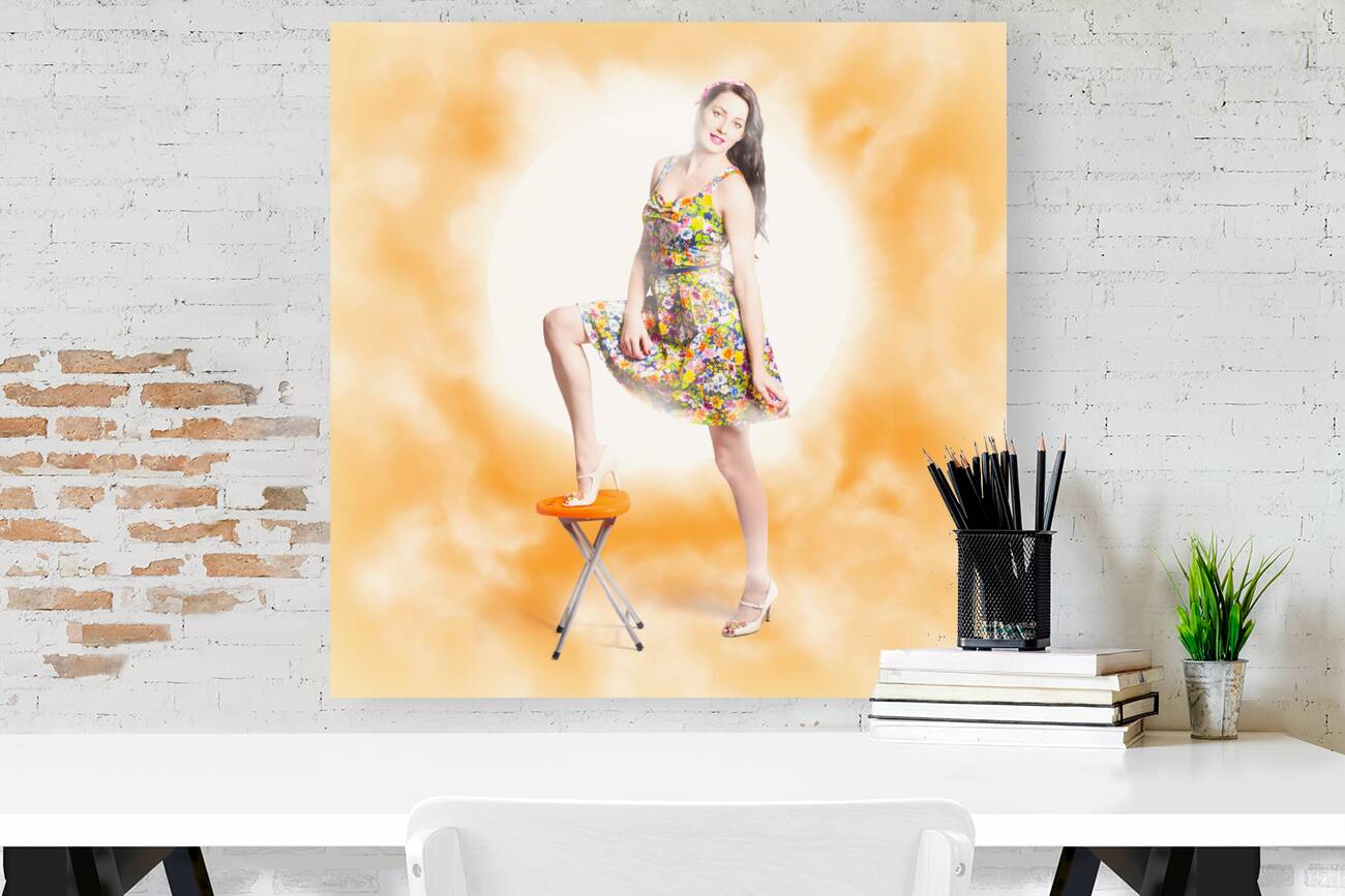 Backlit pin-up beauty Reproduction