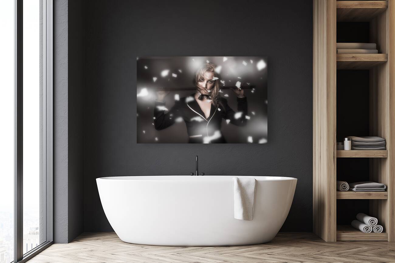 Female showgirl performing on a theater stage Reproduction