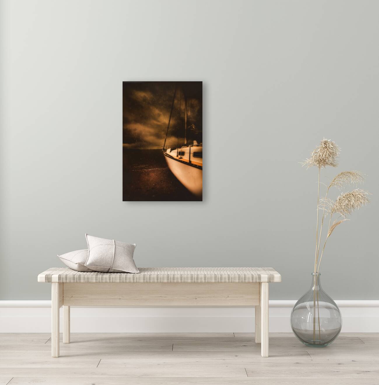 Stormy artistic portrait of a yacht Reproduction