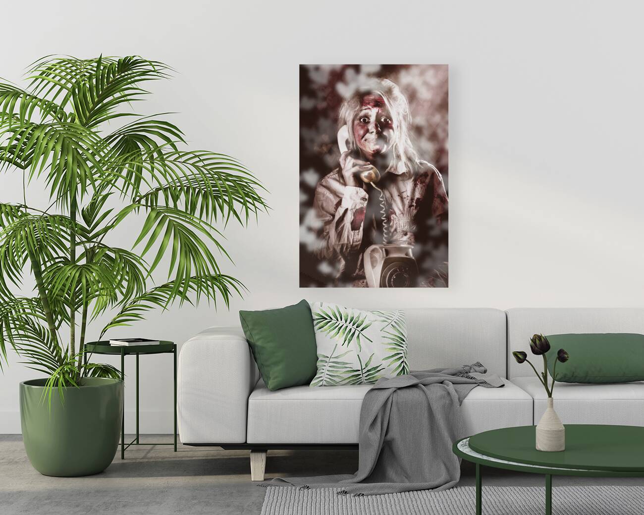 Zombie girl making phone call to dead valentine Reproduction