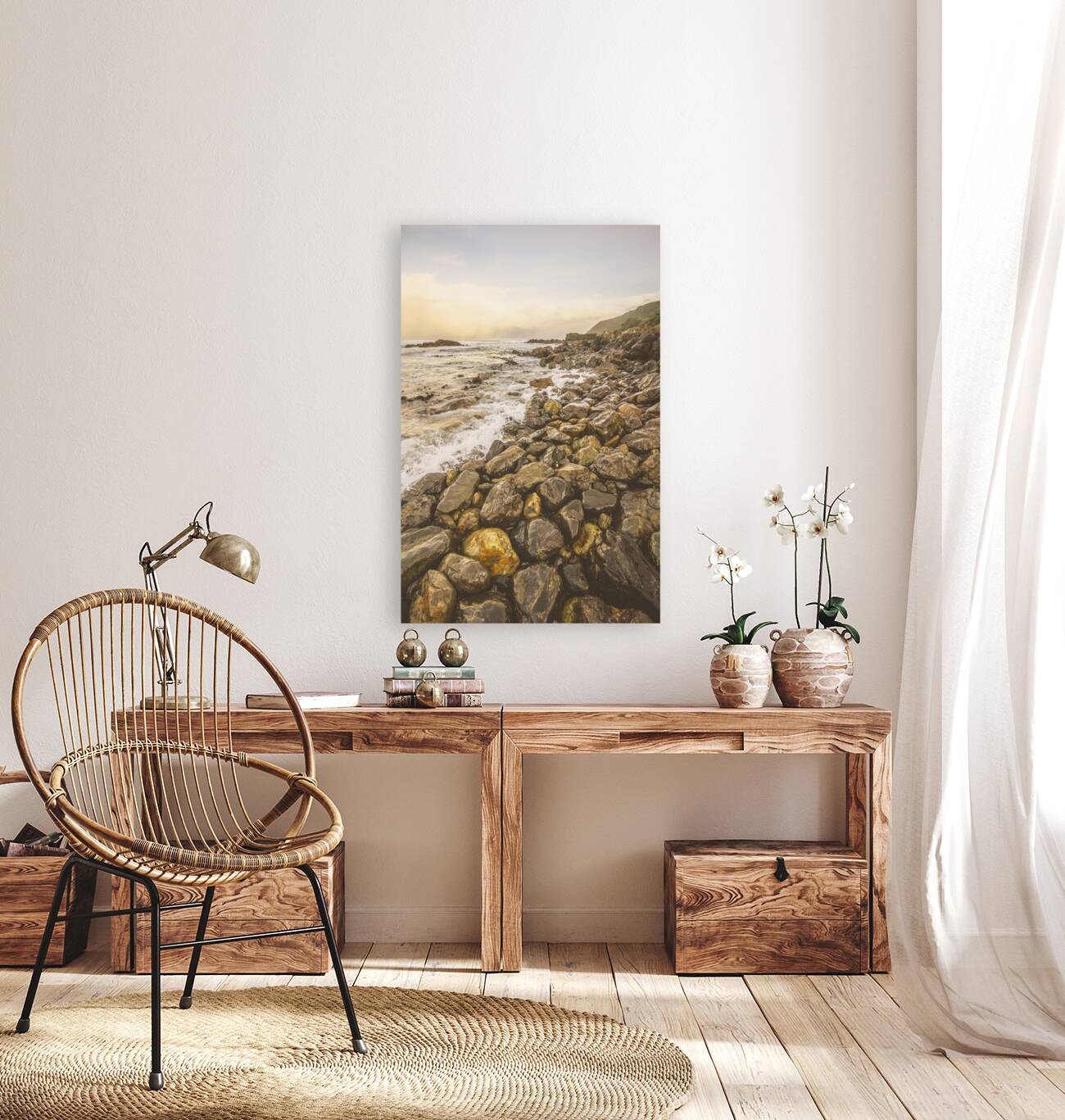 Rocky seashore scene  Reproduction