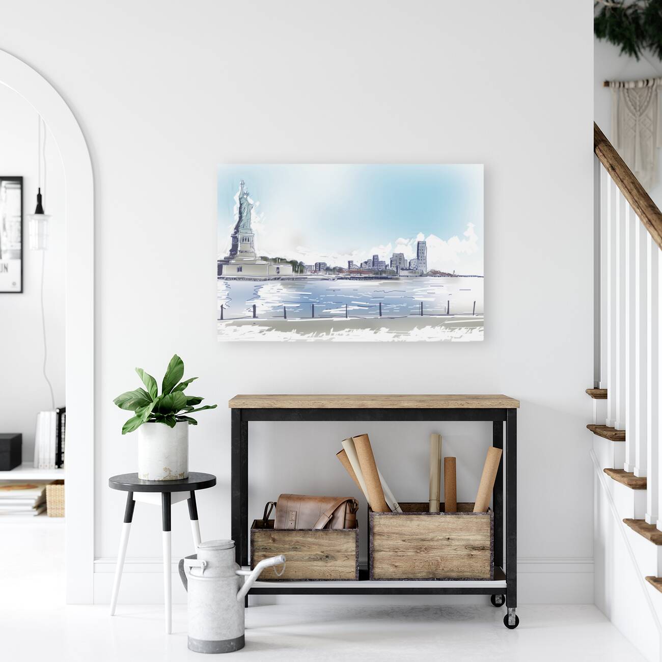 Statue of Liberty and New York City Illustration  Reproduction