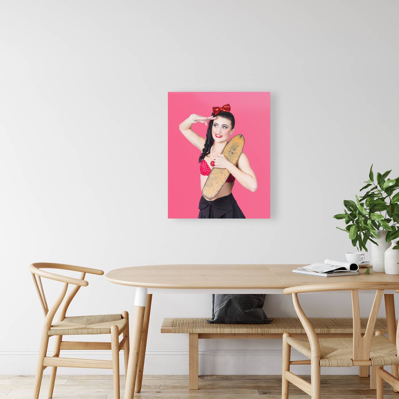 Beautiful young 80s skater girl isolated Reproduction