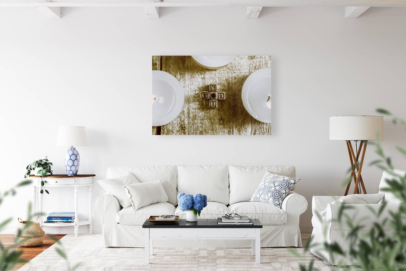 God is you metal lettering typography near white candles faith  Reproduction