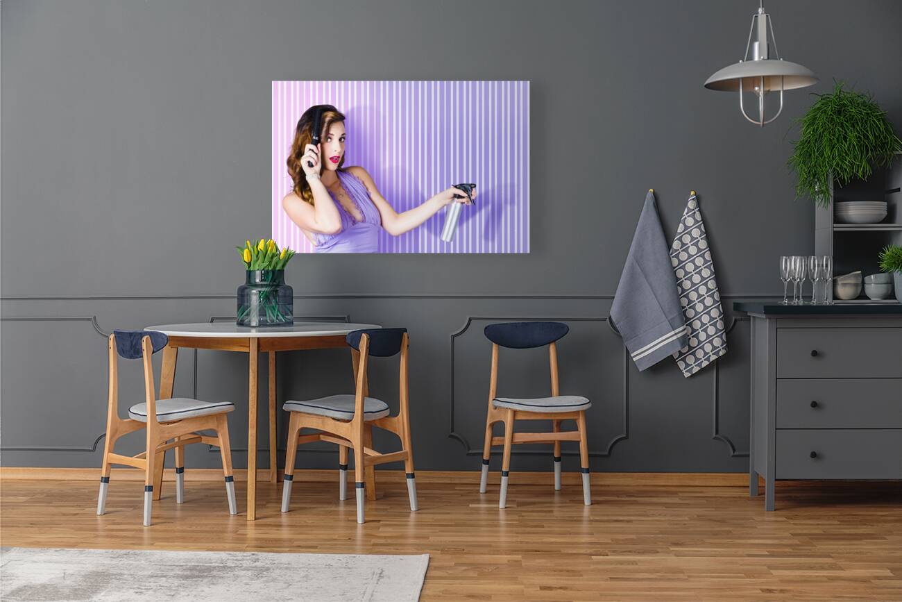 Surprised Pinup Woman With Beauty Salon Hair Style Reproduction