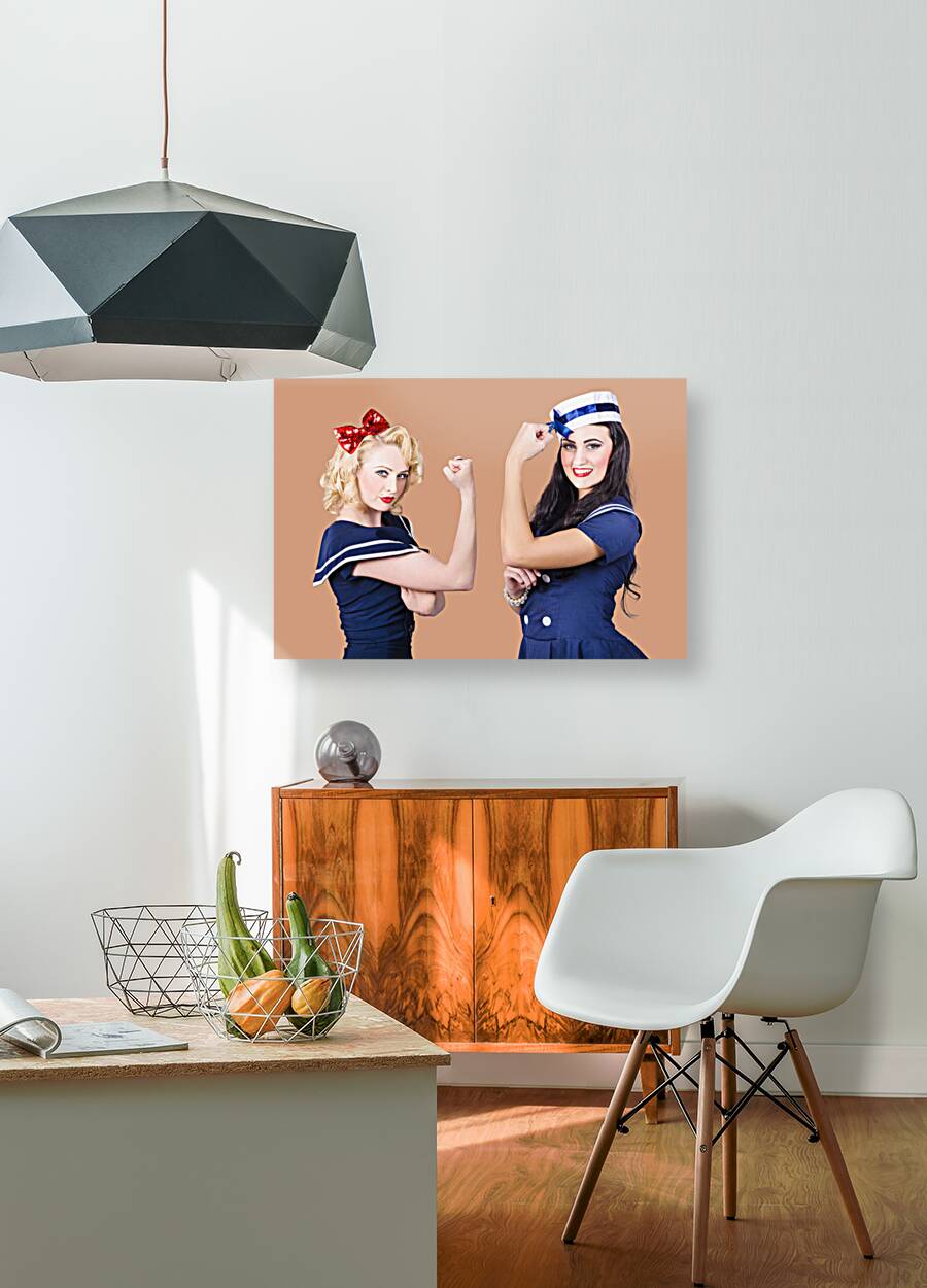 Pin-up sailor girls showing physical strength Reproduction