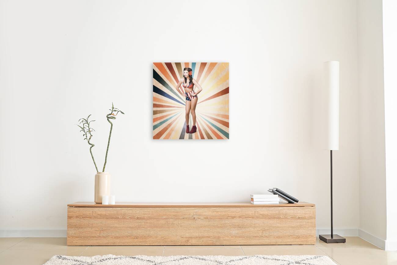 Retro pinup woman. Vintage makeup and hair Reproduction