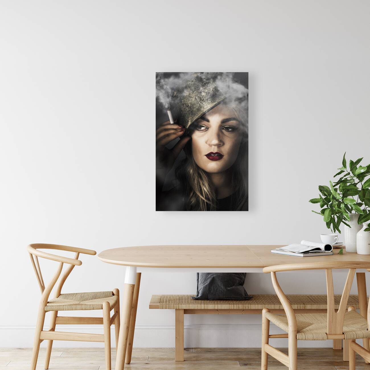 Attractive pinup woman in 1940 military style Reproduction