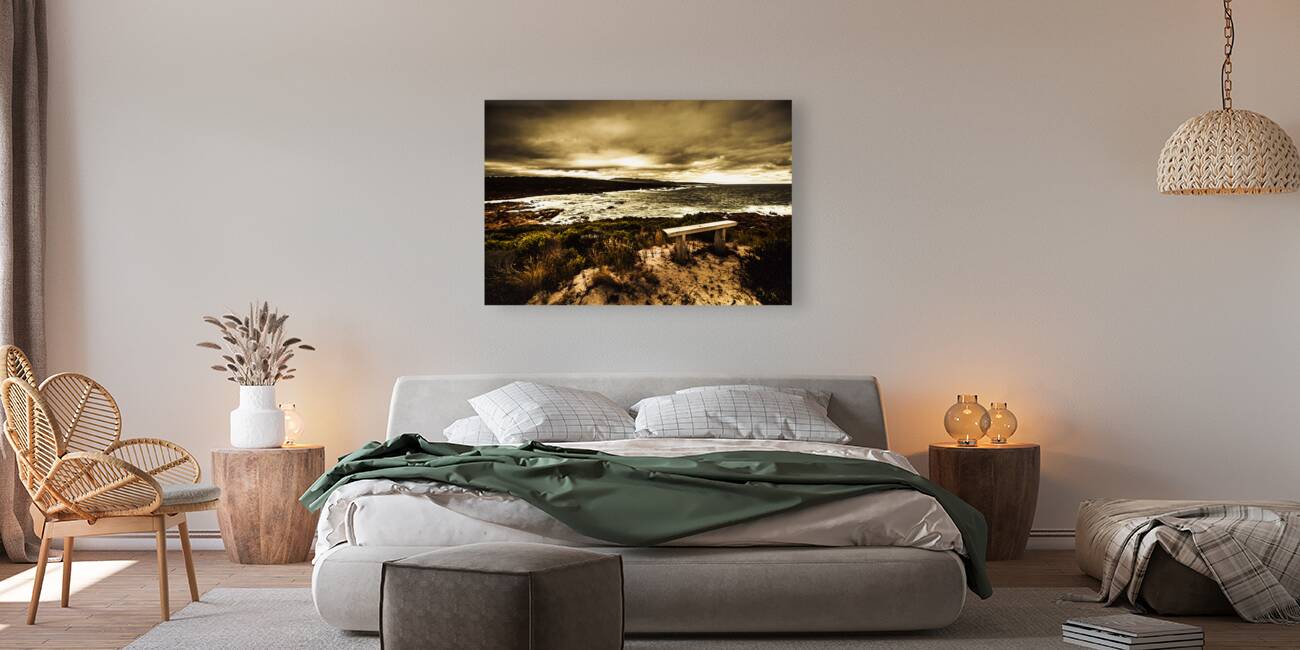 Atmospheric beach artwork Reproduction