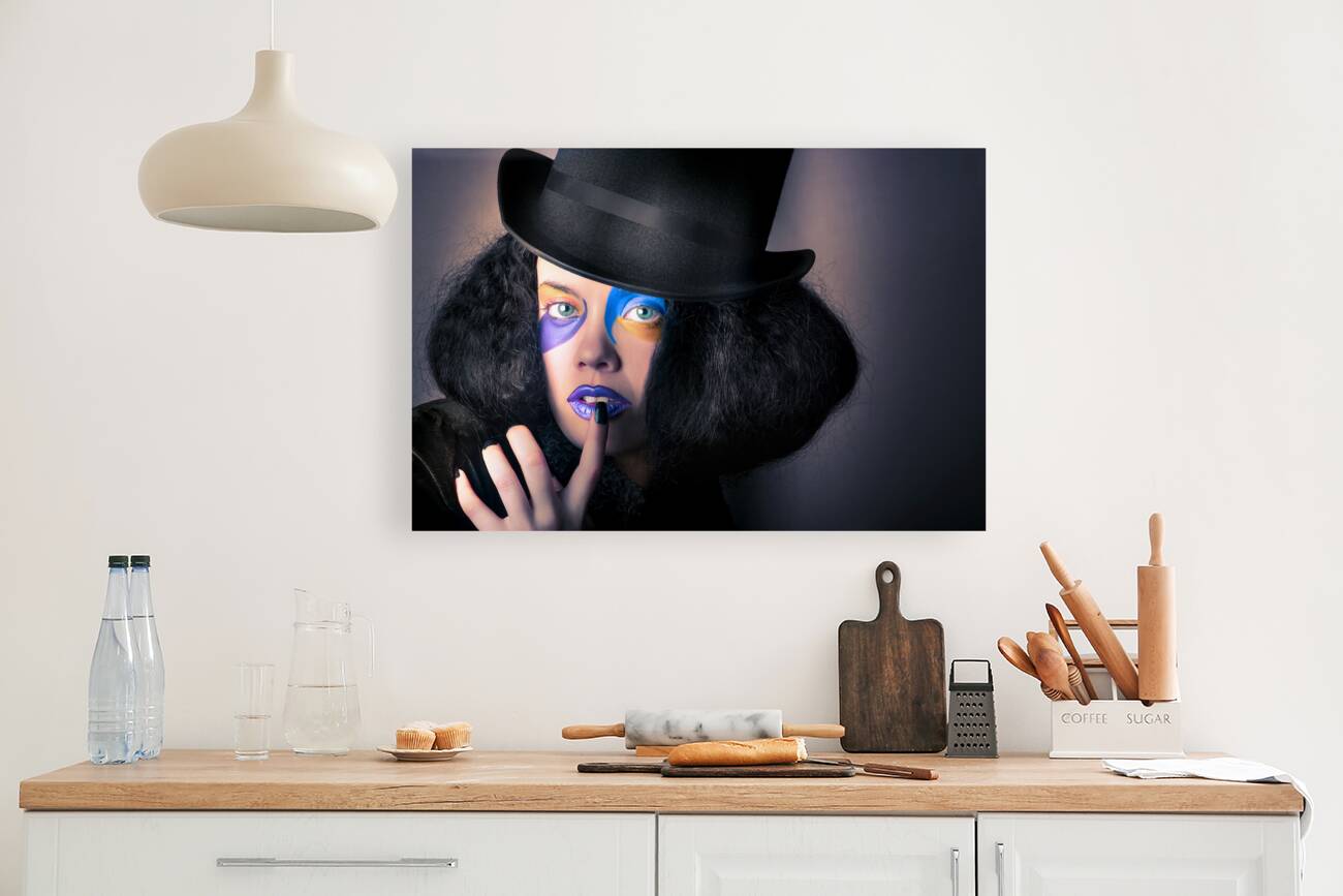 Beautiful high fashion woman in creative makeup Reproduction