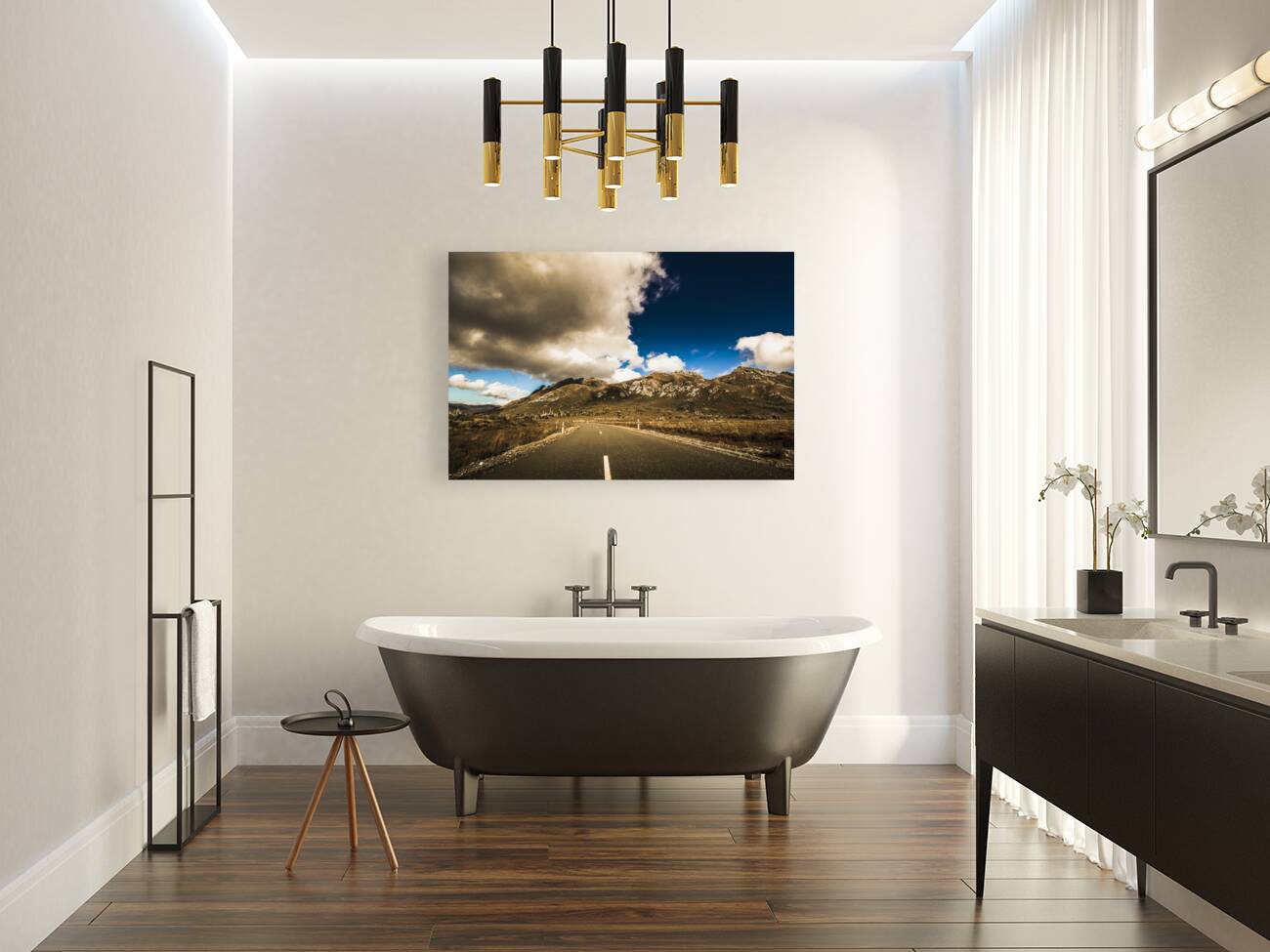 Cloudy country road Reproduction