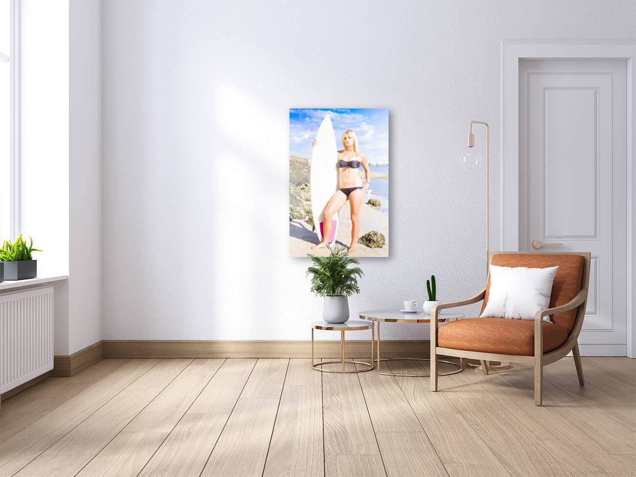 Beautiful Young Blond Surf Woman Reproduction