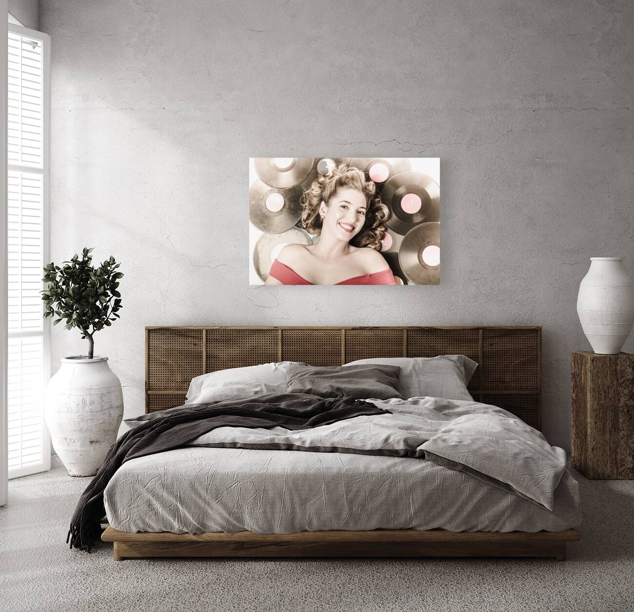 Retro pin-up woman with rocking hairstyle Reproduction