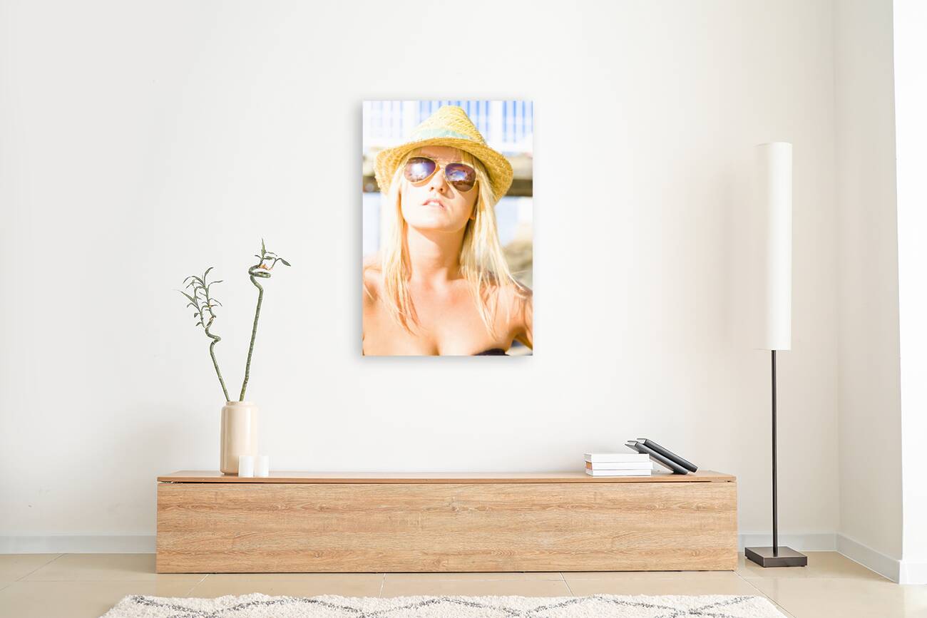 Face Of A Woman In Sunglasses On Holiday Reproduction