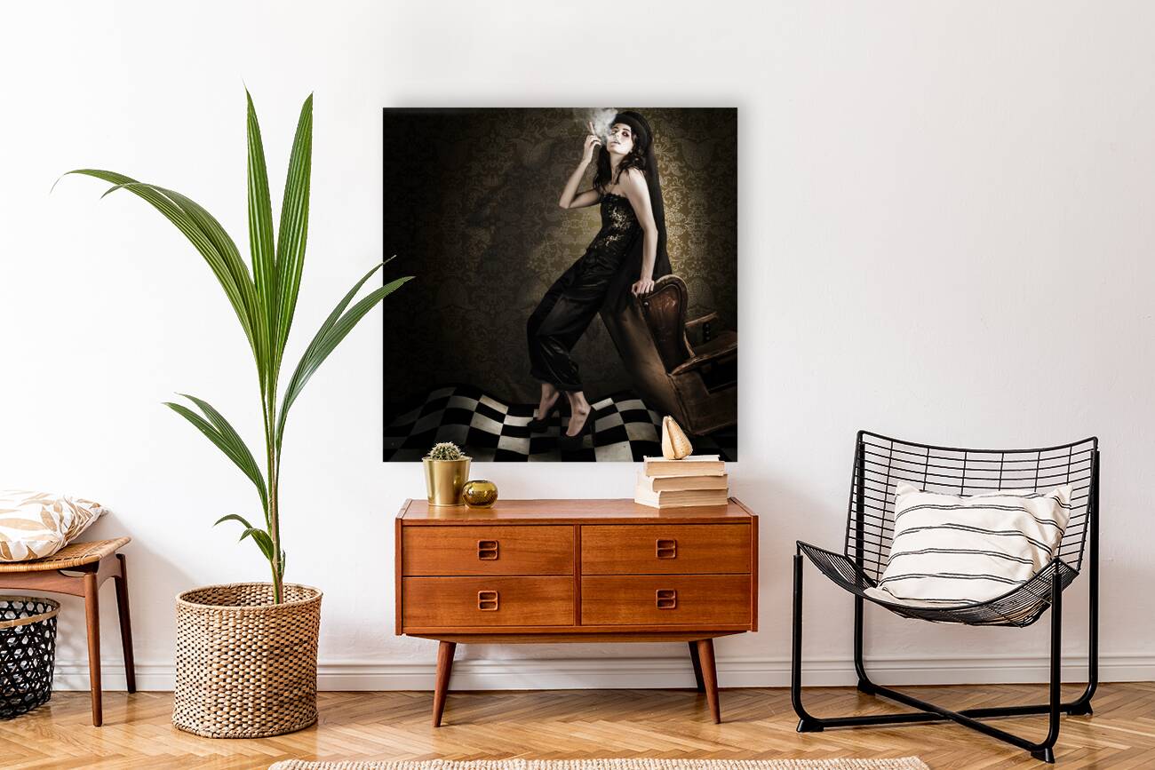 Fine Art Grunge Fashion Portrait In Dark Interior Reproduction