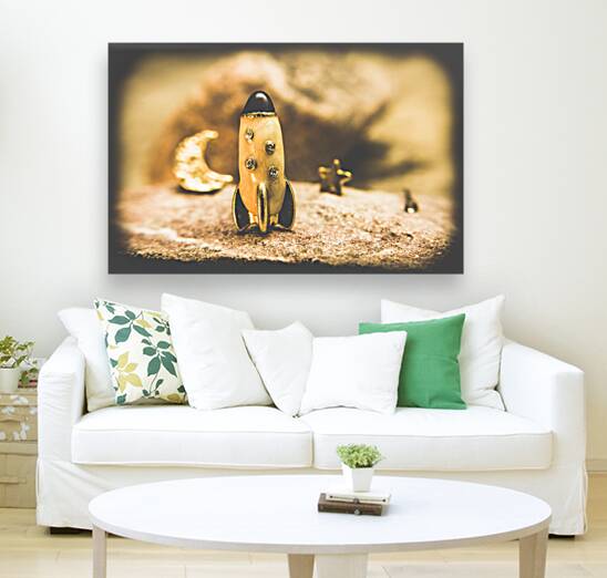 Moon rocket at space station on the dark side Reproduction