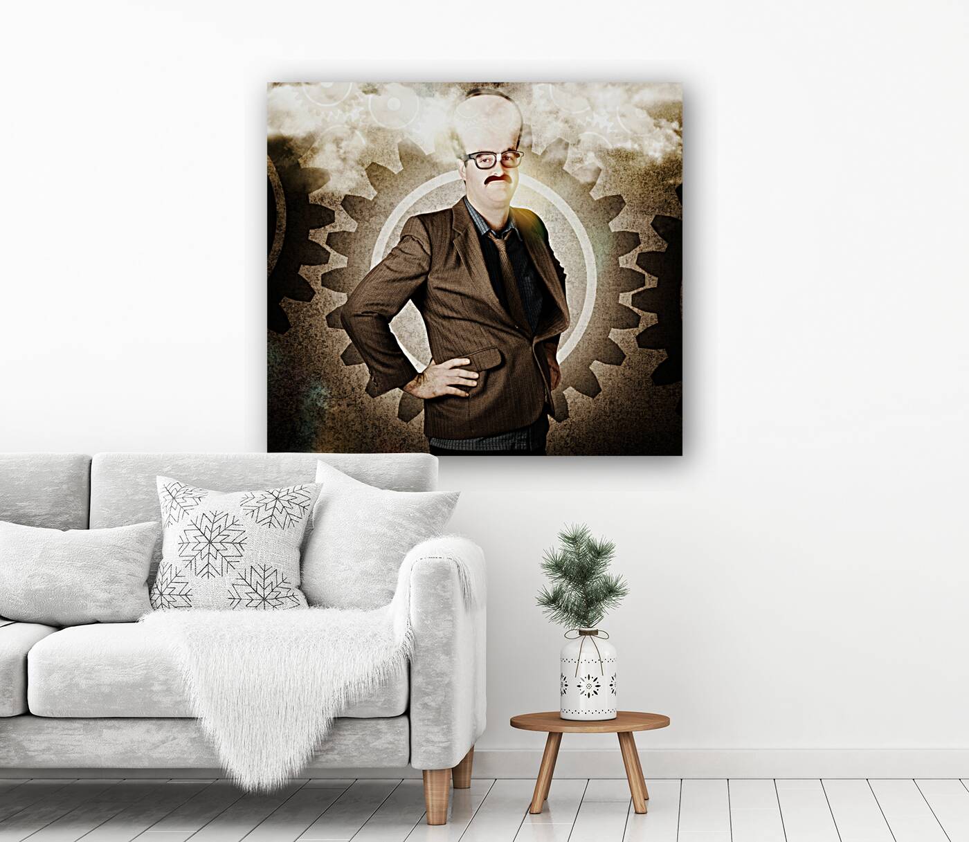 Thinking businessman with big brain Reproduction