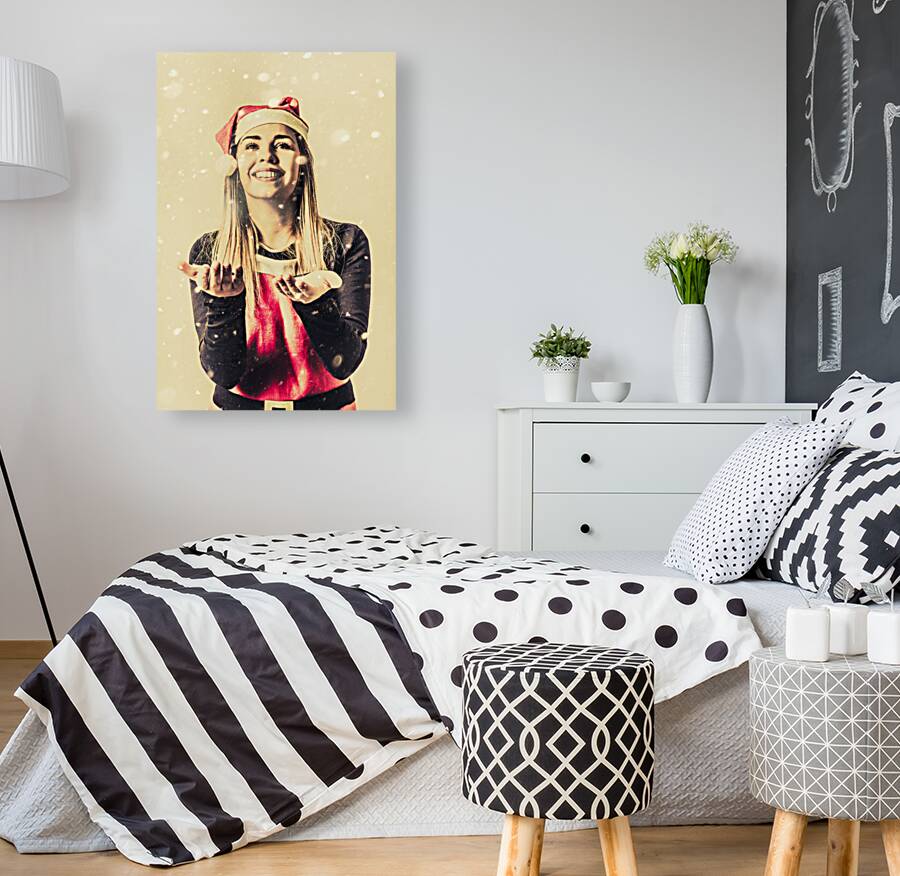  Vintage girl celebrating a white Christmas Reproduction