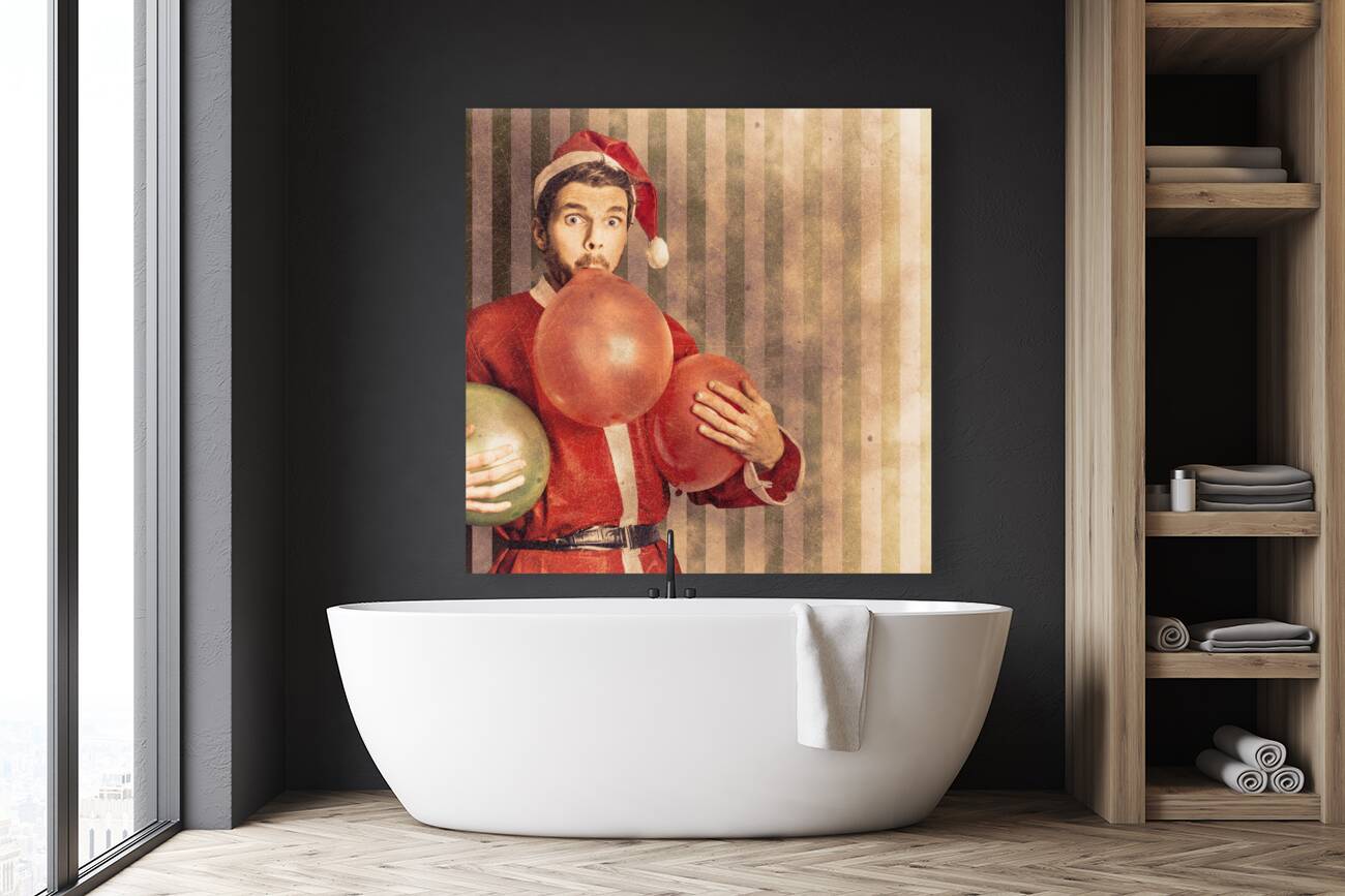 Vintage santa preparing for christmas party Reproduction