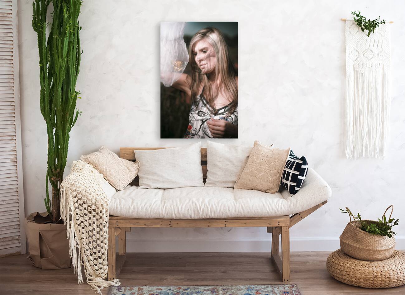 Woman With Butterfly In Net Reproduction