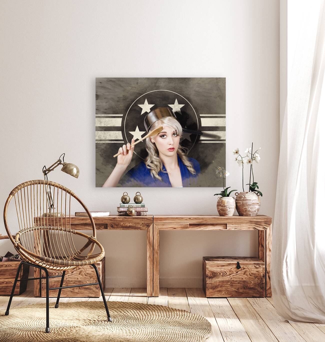 Bangers and MASH girl. Army pin up housewife Reproduction