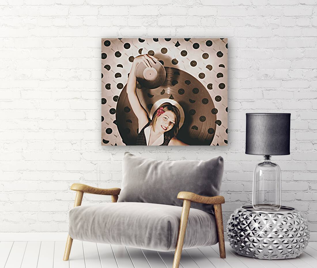 Pinup DJ rocking around the clock  Reproduction