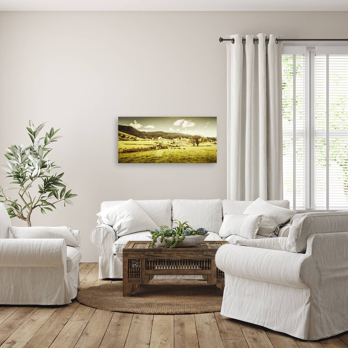 Peaceful panoramic pasture Reproduction