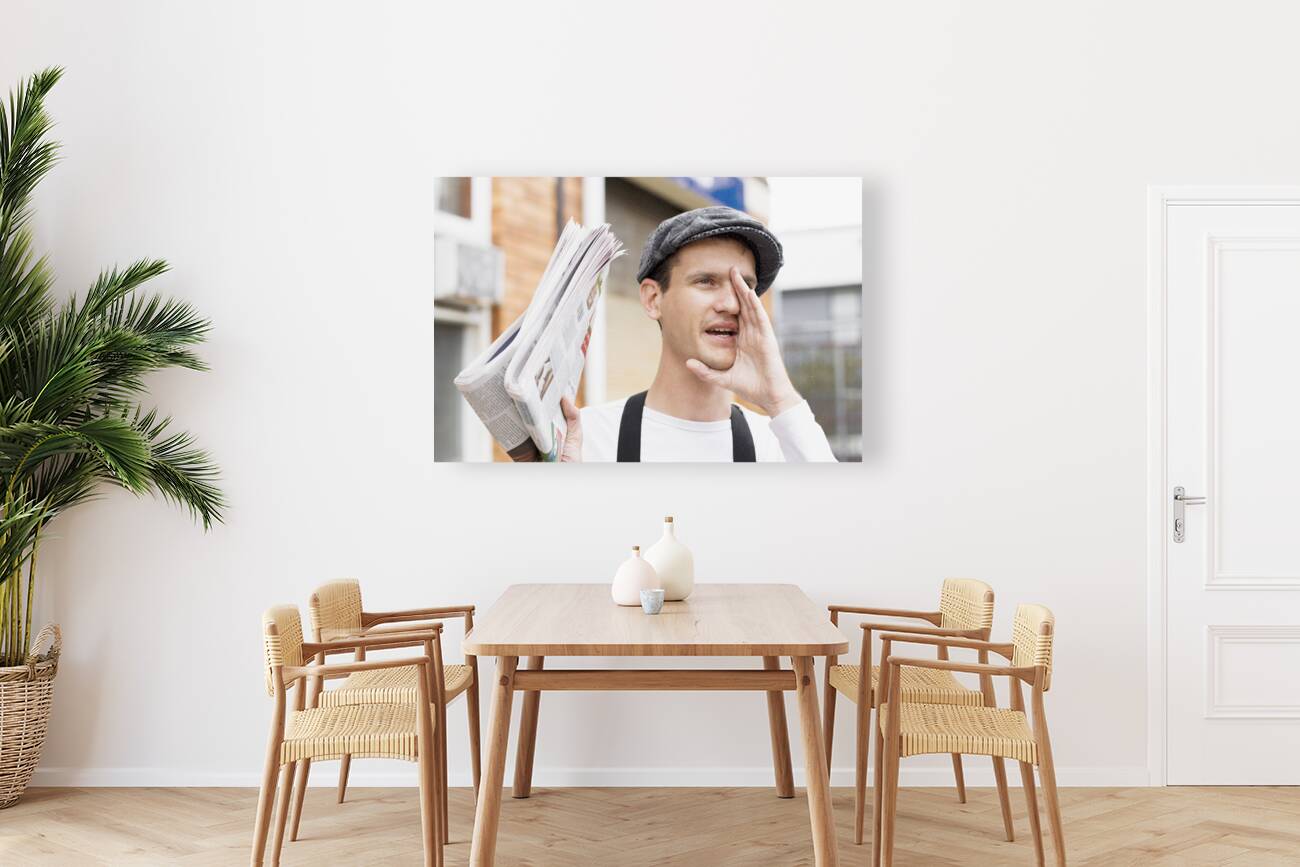 Spruiking Newspaper Boy Reproduction