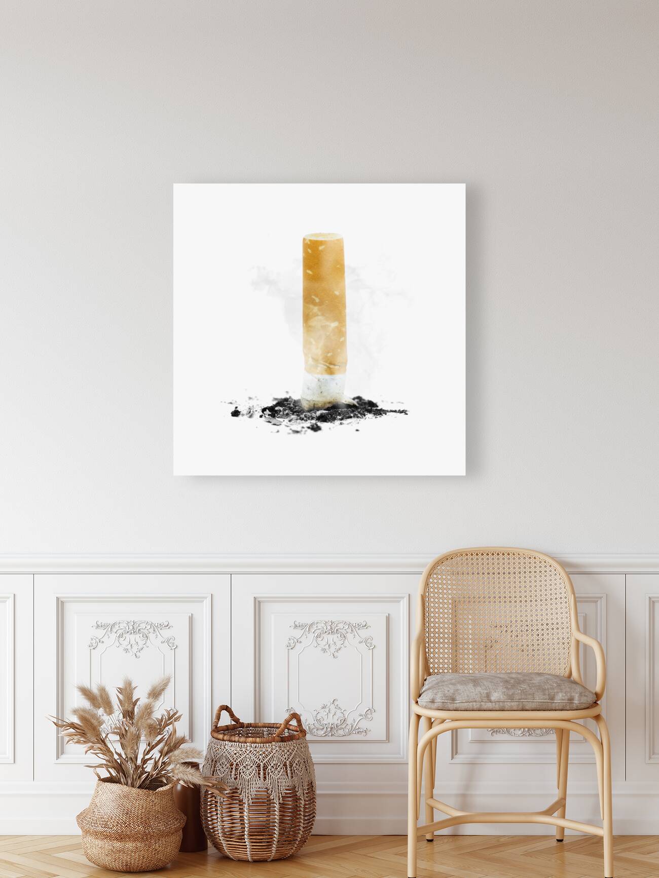 Quit smoking with stubbed out cigarette on white Reproduction