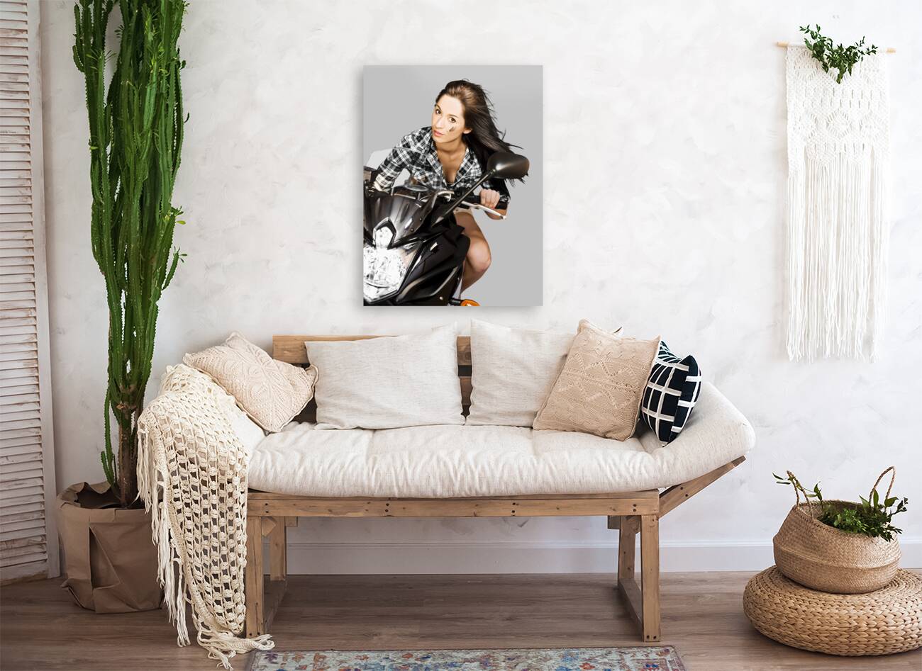 Racing Biker Woman Reproduction