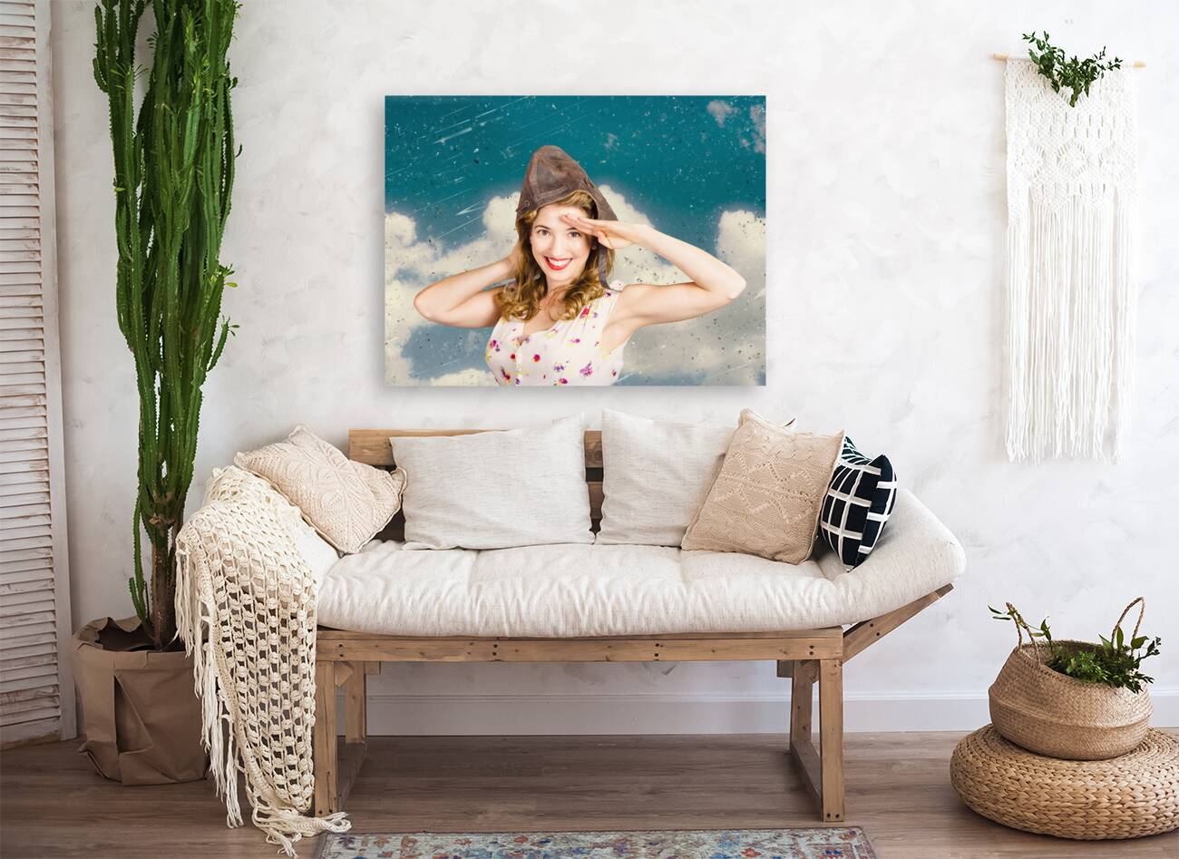 Pretty vintage female pin up pilot. Travel ready Reproduction