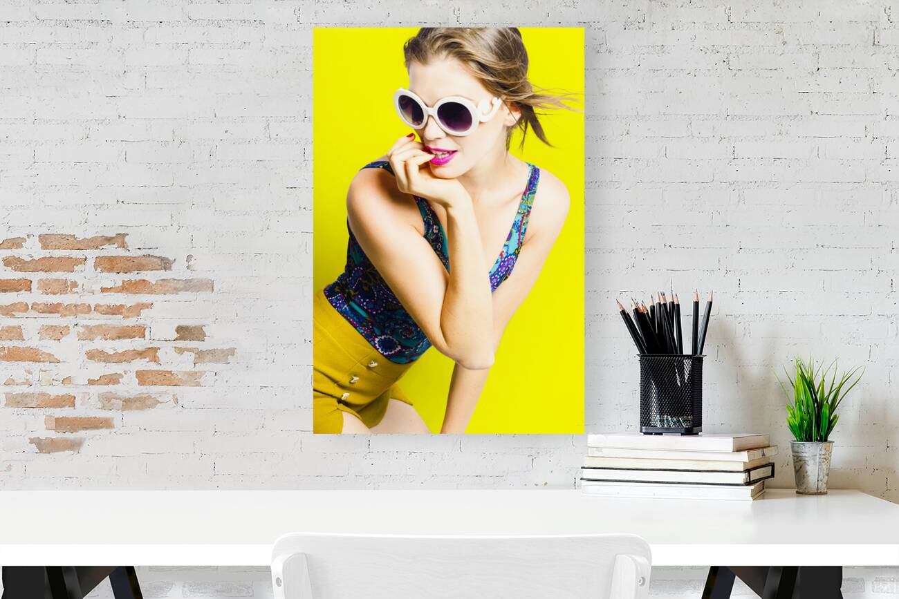 Retro yellow fashion portrait  Reproduction
