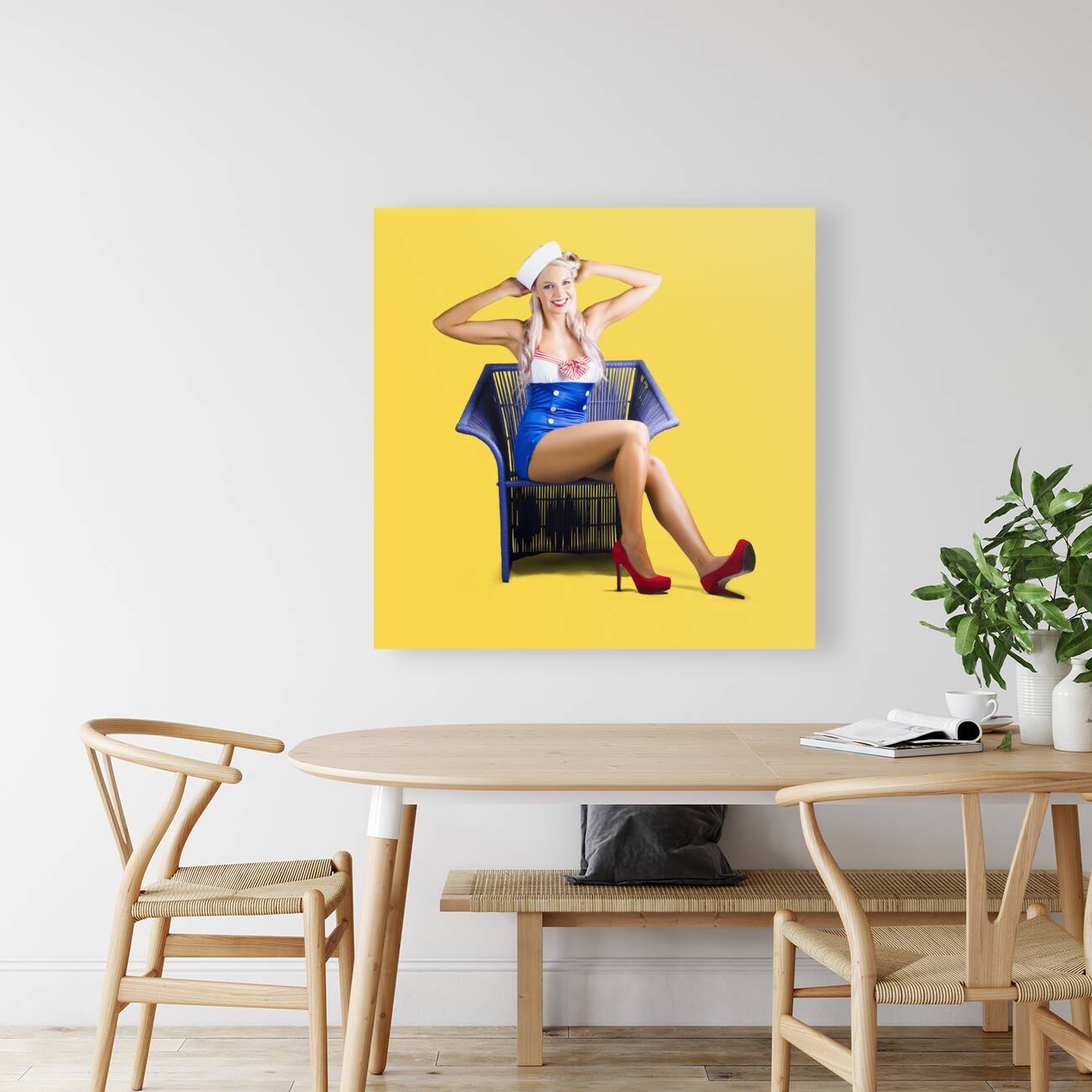 Isolated navy pinup girl on white background Reproduction