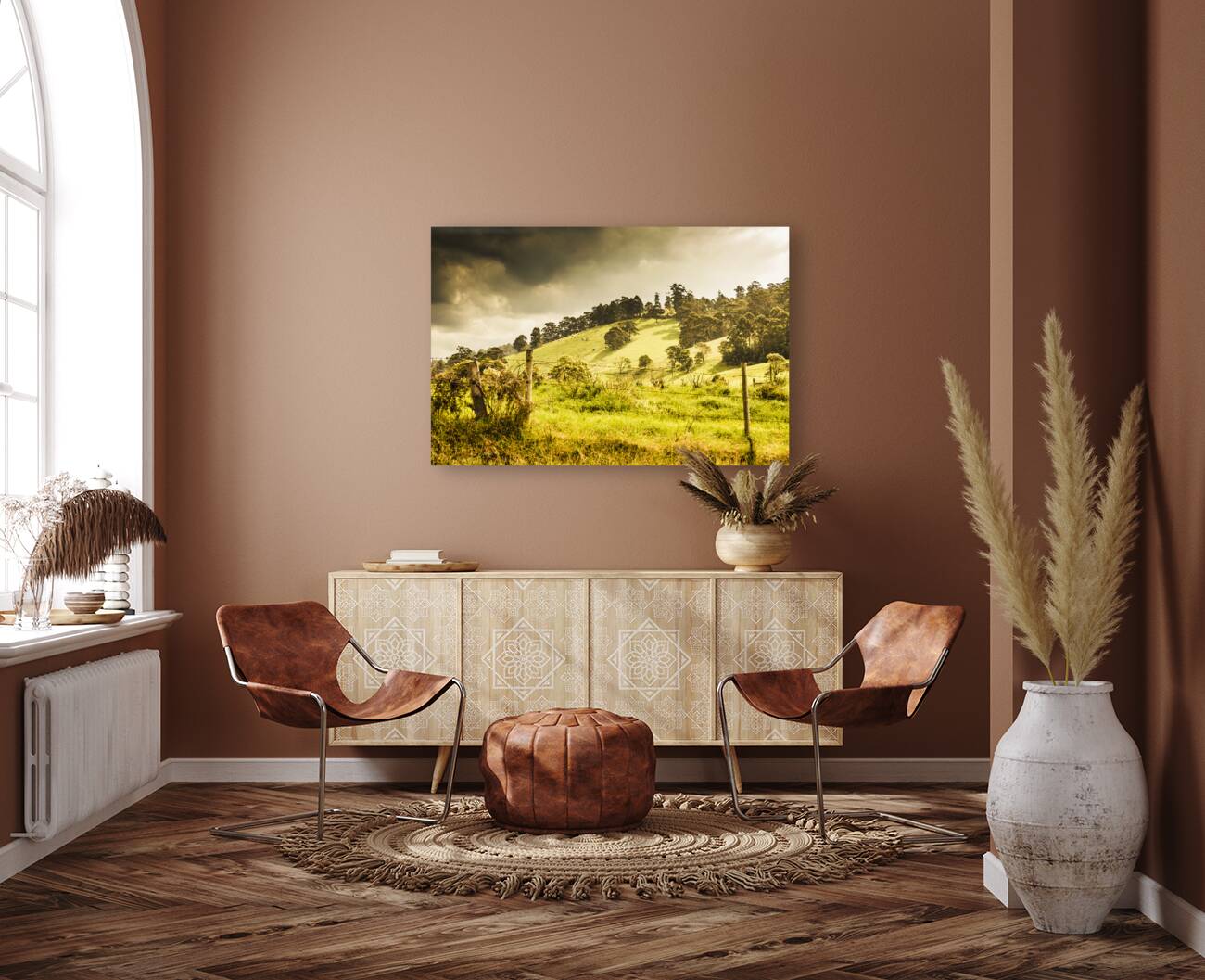 Colourful fields and farmyards Reproduction