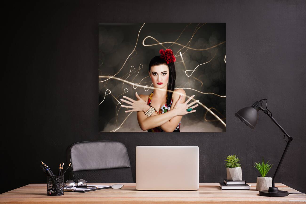 Beautiful girl in retro fashion style Reproduction