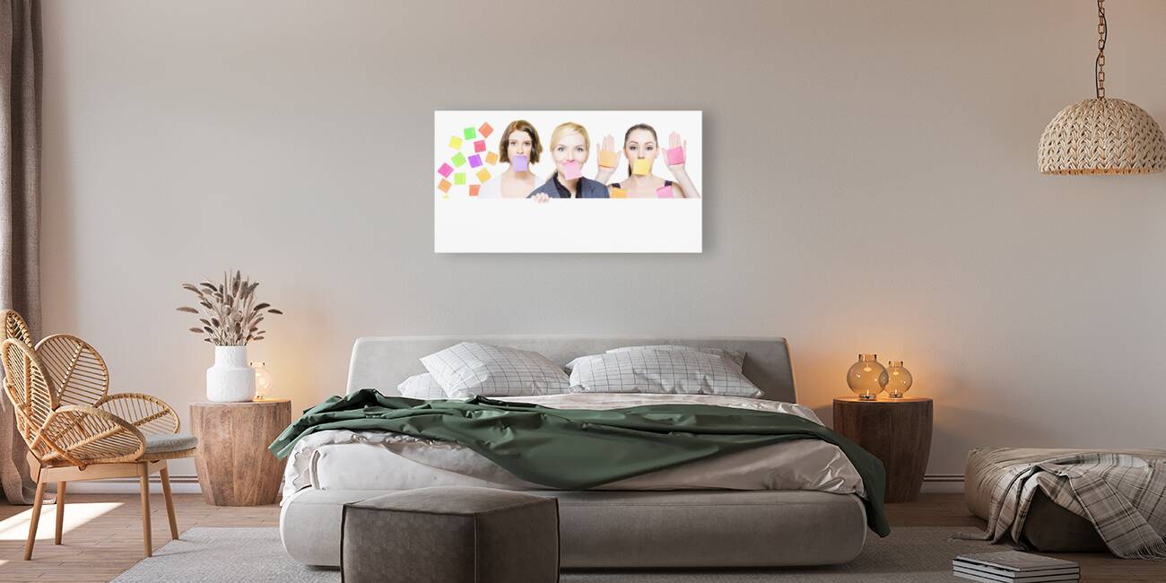 Busy business people with lots of sticky notes Reproduction