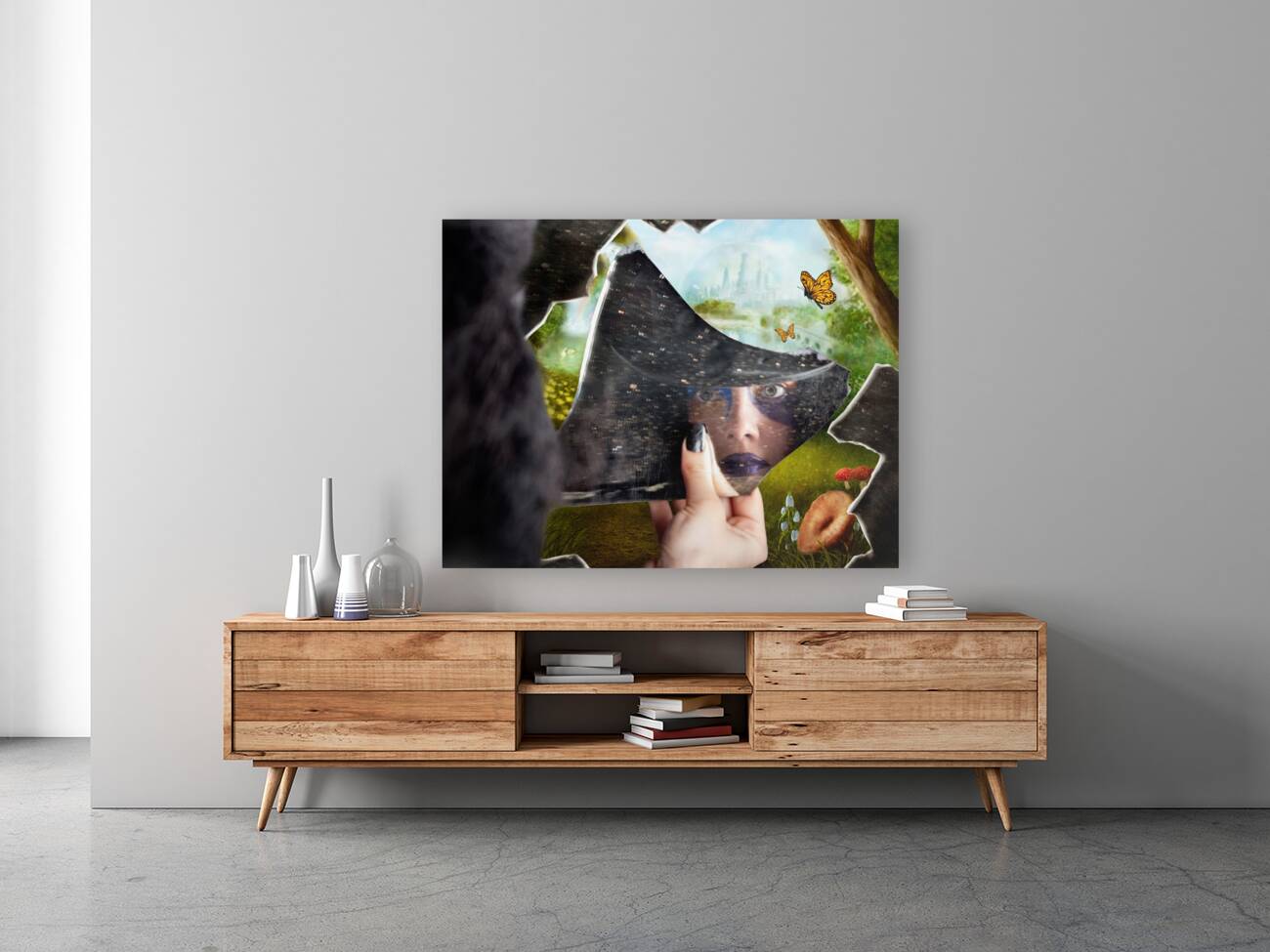 Mysterious jester found wonderland in a reflection Reproduction