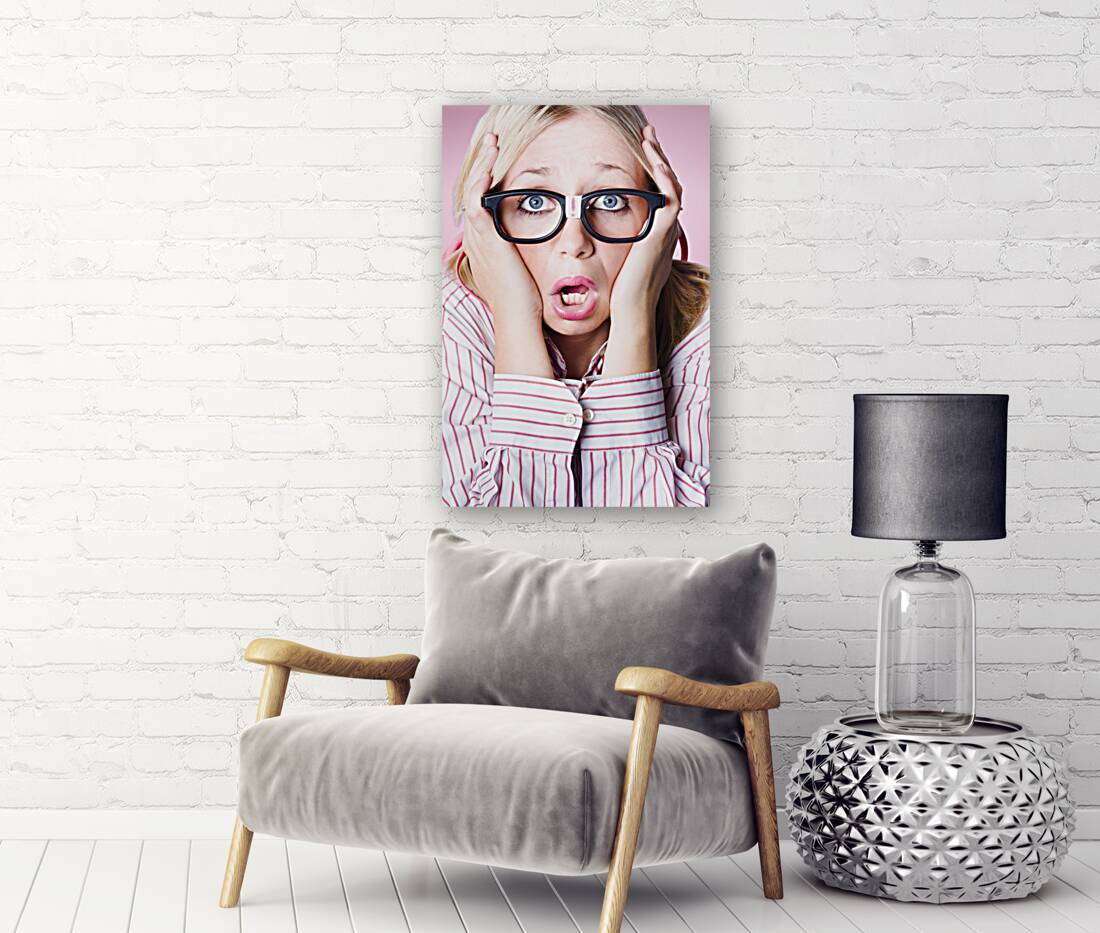 Hysterical business woman having panic attack Reproduction