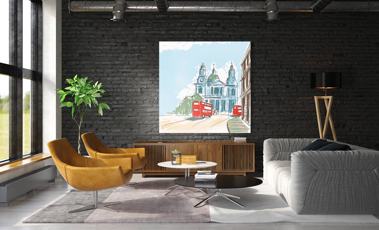 Digital illustration St Paul Cathedral London UK Reproduction