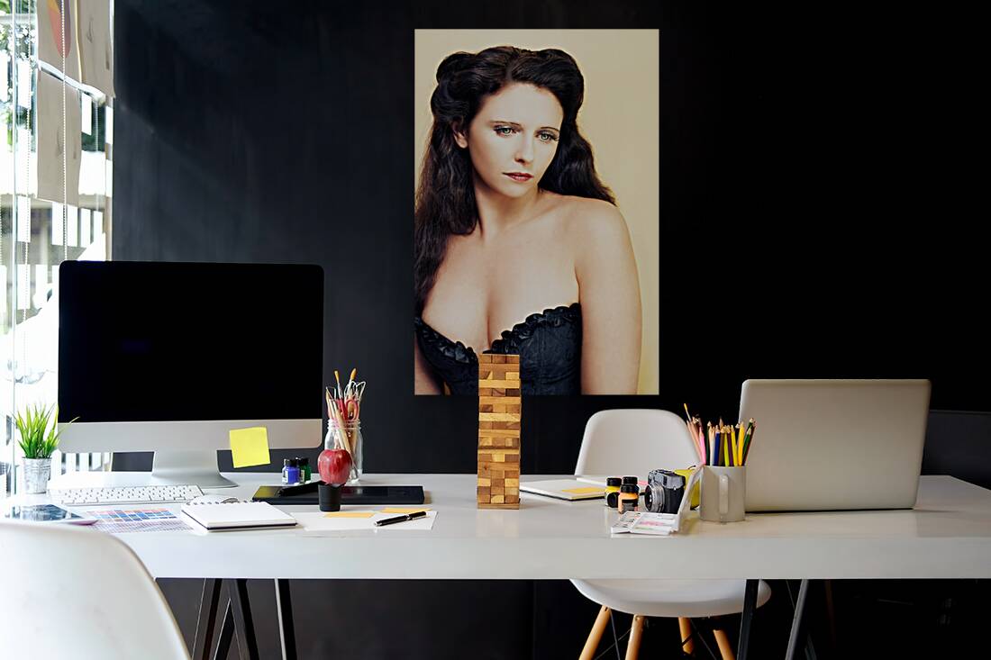 Retro Portrait Of A Young Brunette Beauty Reproduction