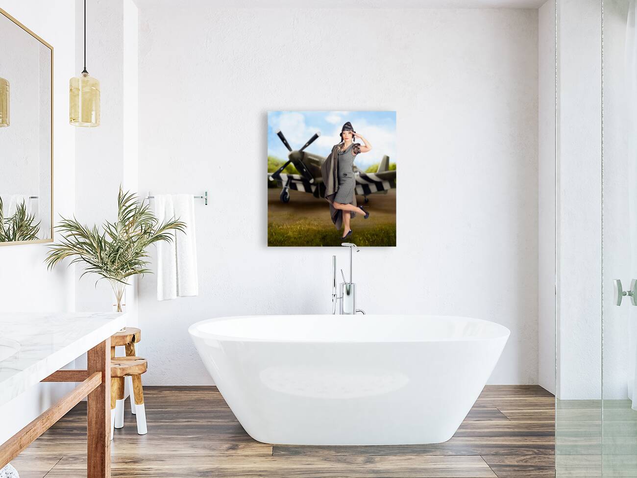 40s military pin up girl. Air force style Reproduction