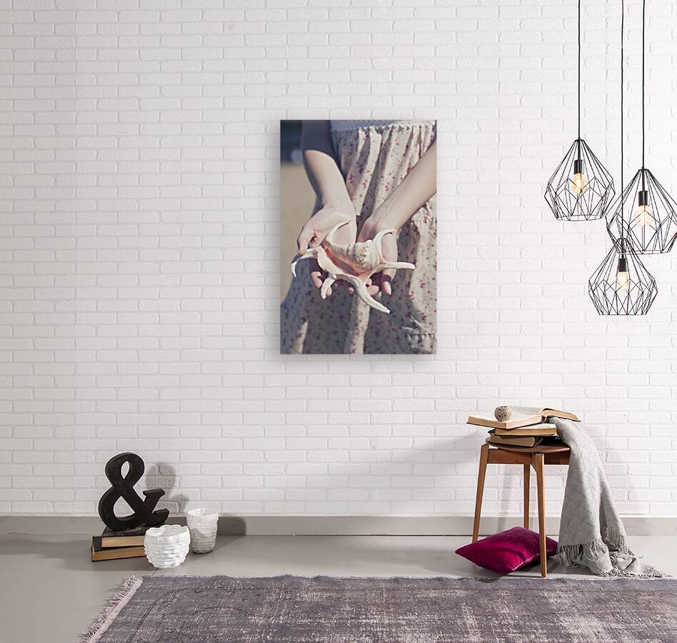 Hands Holding Large Seashell Reproduction