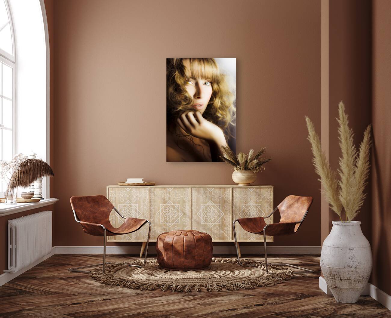 Woman with beautiful wavy hair Reproduction