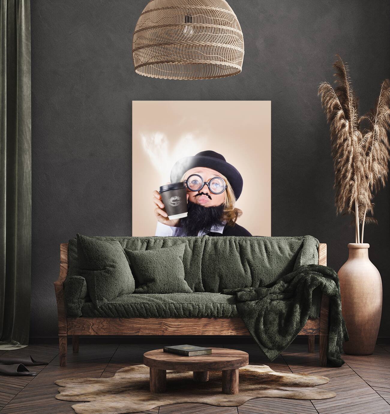 businessperson holding disposable coffee cup Reproduction